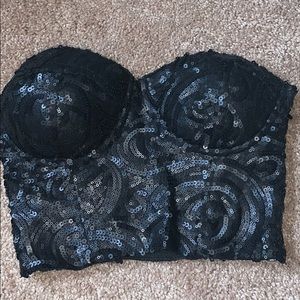 Sequined crop bustier sz sm